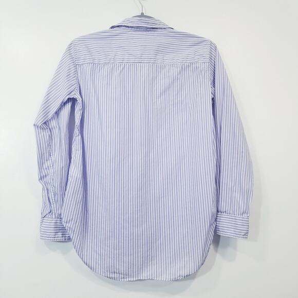 Frank & Eileen 100% Cotton Striped Button Front Shirt Woven in Italy
